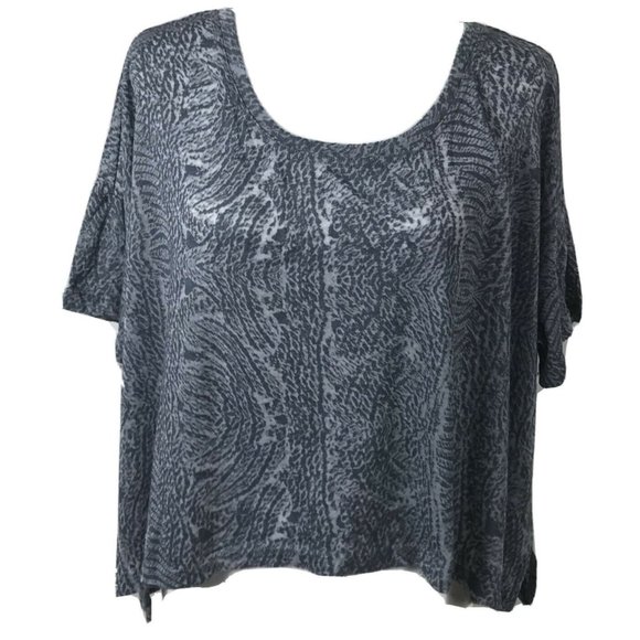 NWT 7 For All Mankind 7FAM Womens Size XS/S Gray Animal Print Boxy Burnout Tee - Picture 1 of 10